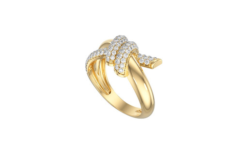 Золотое кольцо, узелок, 98 фианитов - Ювелирные изделия в Севастополе