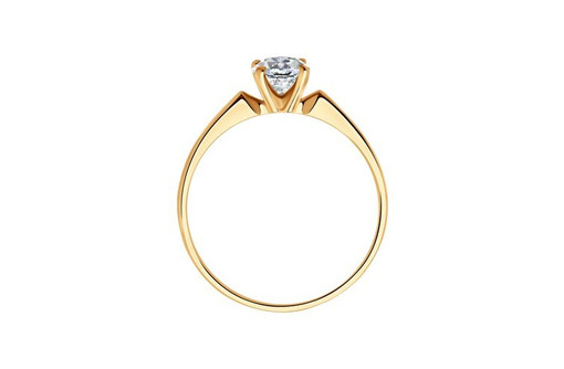 Помолвочное классическое золотое кольцо 585 пробы с 1 фианитом - Ювелирные изделия в Севастополе