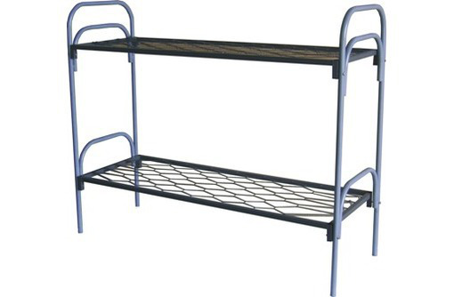 Двухъярусные железные кровати, для казарм, металлические кровати с ДСП спинками, кровати для бытовок - Мягкая мебель в Алупке